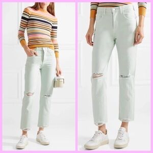 J Brand Spearmint Destruction Wynne High-Rise Straight Crop Jeans